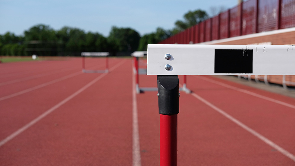 empty hurdle on athletics track