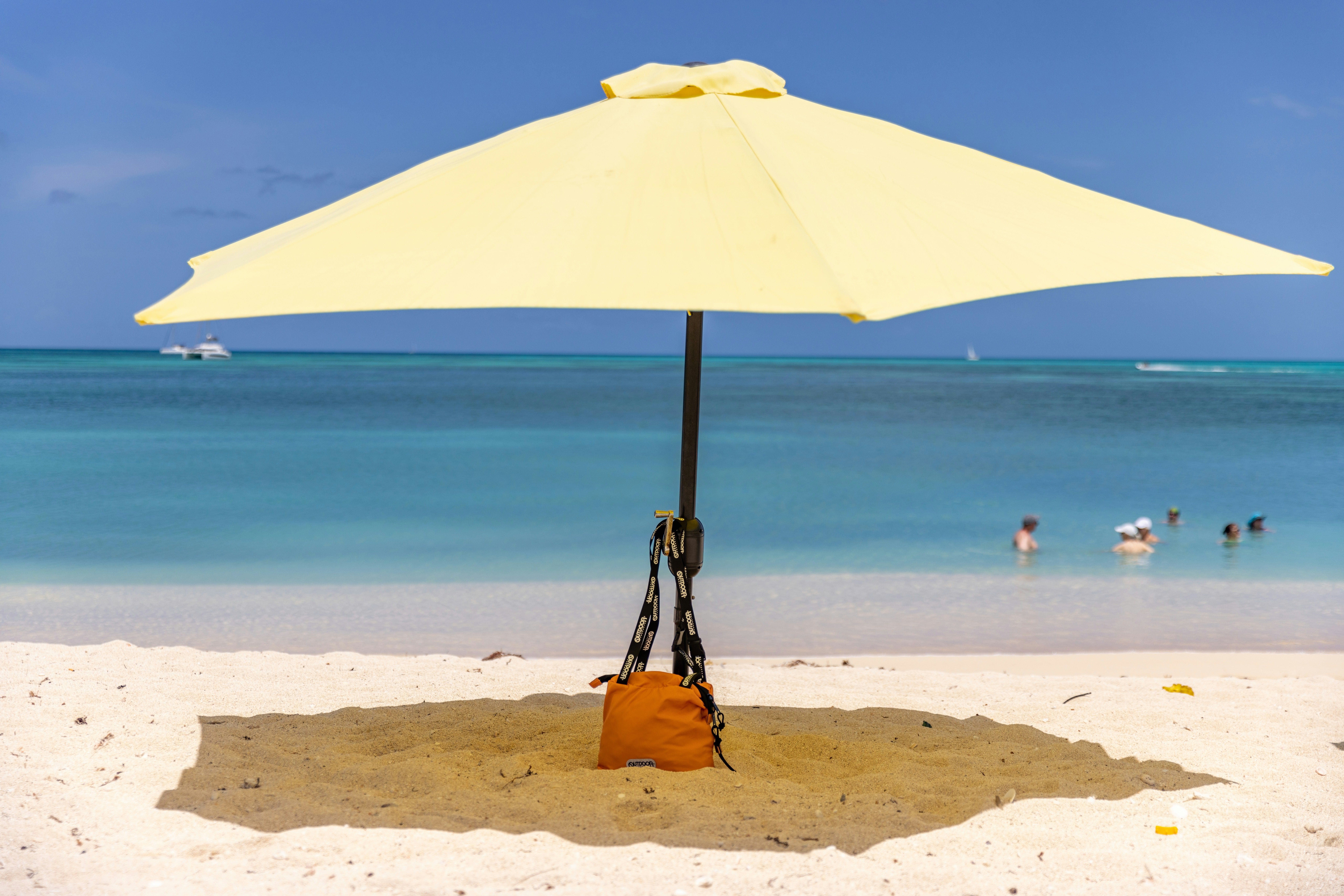 single umbrella on the beach